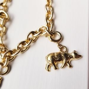 DI Bear and Fish Gold Toned Charm Bracelet